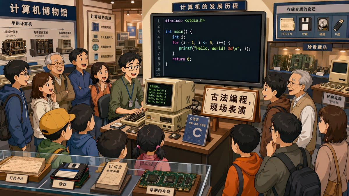 Retro Programming Museum Cartoon