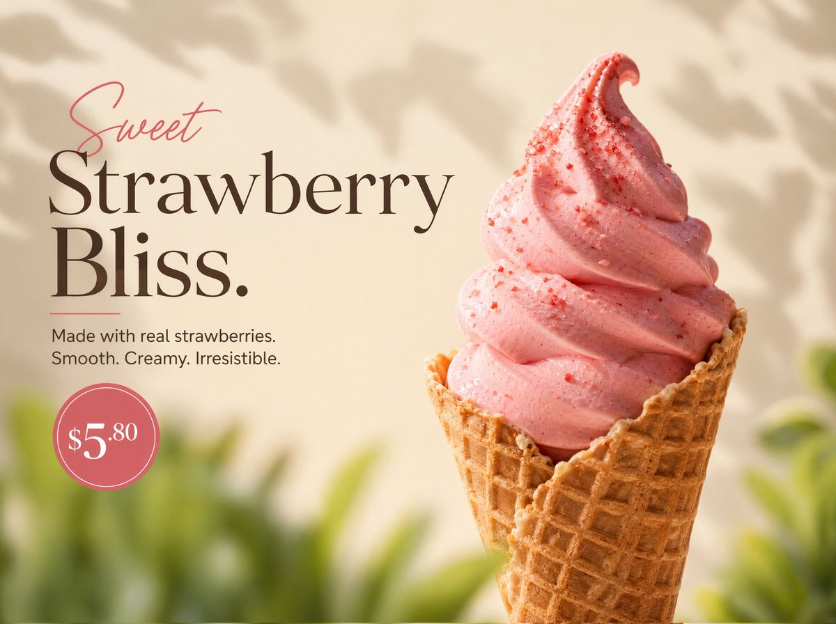 Premium Strawberry Soft-Serve Product Photo